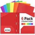 Minimalist Sooez Plastic Folders with Pockets and Prongs, 6 Pack Set