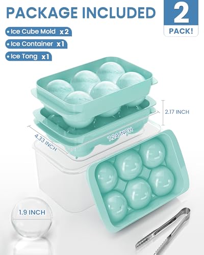 Smart Home Large Ice Cube Tray for Freezer - 2 Pack Kit