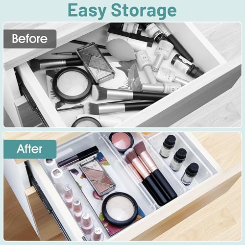 Classic WOWBOX 25 PCS Clear Plastic Drawer Organizer Set, 4 Set