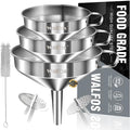 Stainless Steel Funnel, Walfos 3 Pack Kitchen Funnel Essentials